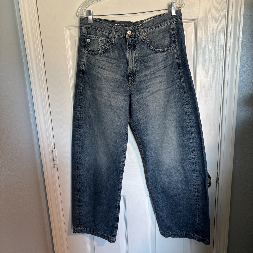 AG Adriano Goldschmied Hattie High Rise Barrel Wide Leg Blue Medium Wash Jean 29 - Picture 2 of 16